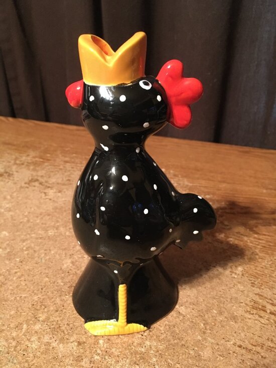 Department 56 Other - MCNUTTS DEPT 56 1988 BLACK POLKA DOT ROOSTER CHICKEN TAPERED CANDLE HOLDER
